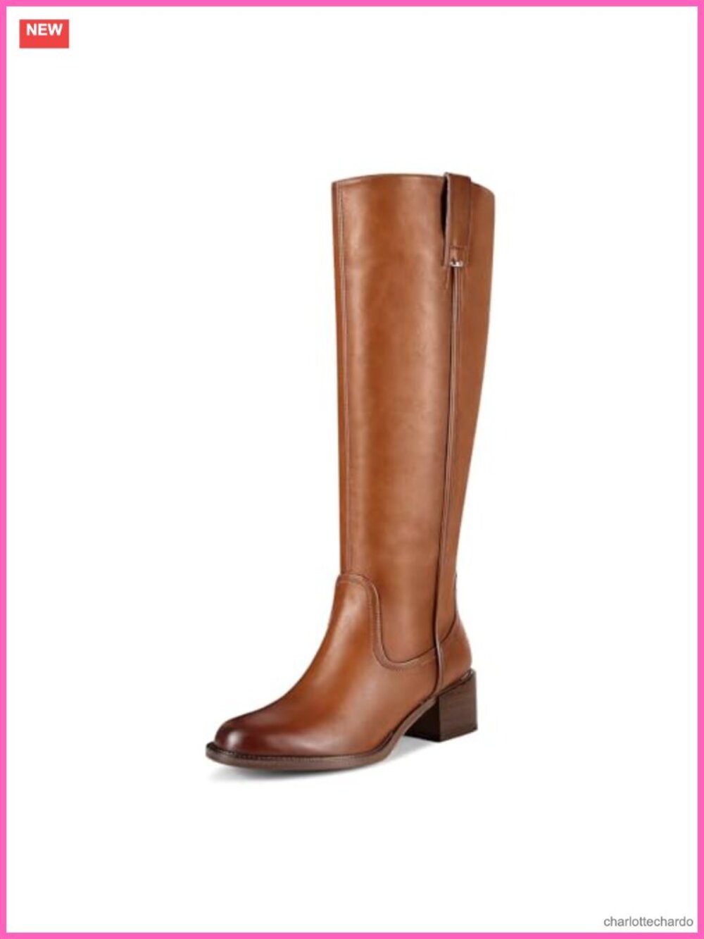 Women's Knee High Chunky Heel Riding Boots Faux Leather Side Zip